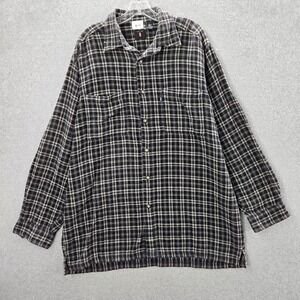 Levi's Men Button Up Shirt Large Black Watch Plaid Flannel Long Sleeve Collar